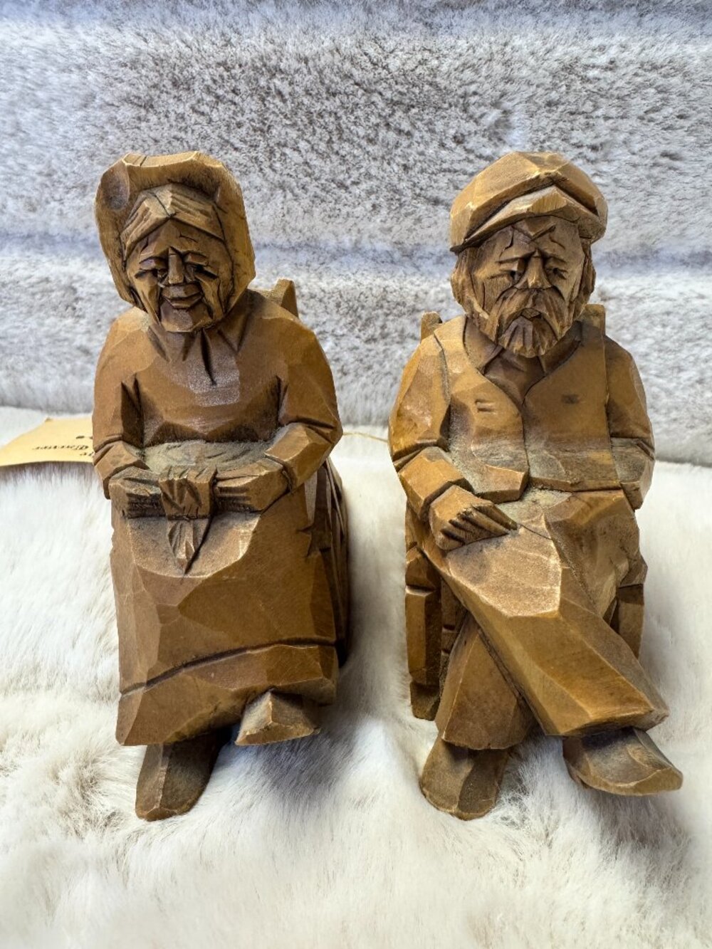 Pair Of Canadian hand-carved wooden folk art
